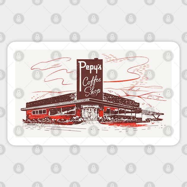 Pepy's Coffee Shop -- Mid Century Aesthetic Sticker by CultOfRomance